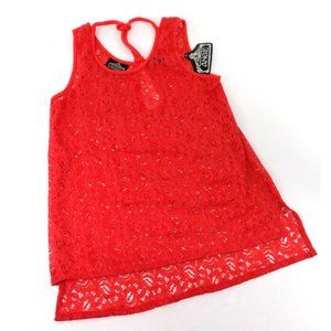 Women's Bright Orange see Thru Lace Tank Top size Medium NWT